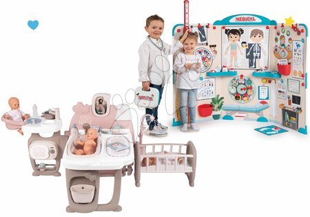 Bábiky - Set domček pre bábiku Large Doll's Play Center Natur D'Amour Baby Nurse Smoby