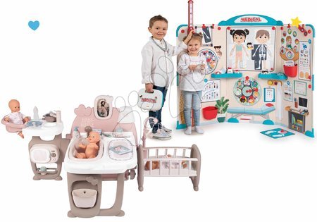 Játékbabák gyerekeknek - Szett babacenter Large Doll's Play Center Natur D'Amour Baby Nurse Smoby