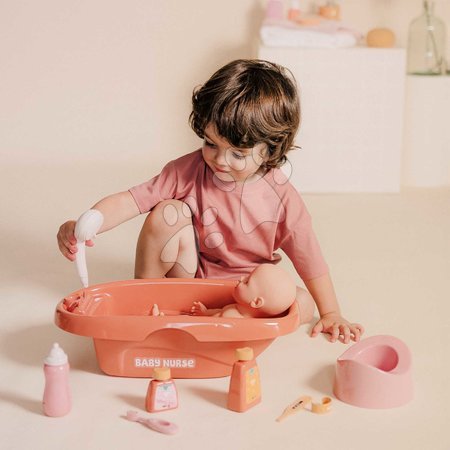 Puppenzubehör - Badewanne mit Töpfchen – Bath Set & Accessories Soft Baby Nurse Smoby  - 8