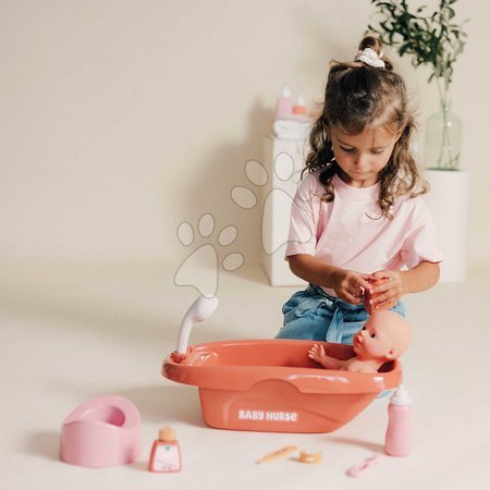 Puppenzubehör - Badewanne mit Töpfchen – Bath Set & Accessories Soft Baby Nurse Smoby  - 10