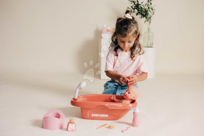 Puppenzubehör - Badewanne mit Töpfchen – Bath Set & Accessories Soft Baby Nurse Smoby  - 16
