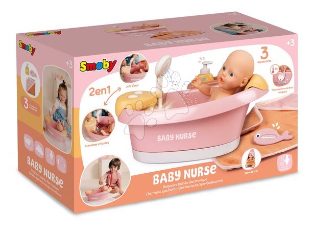 Puppenzubehör - Badewanne mit funktionierender Dusche Balneo Bath Soft Baby Nurse Smoby - 19