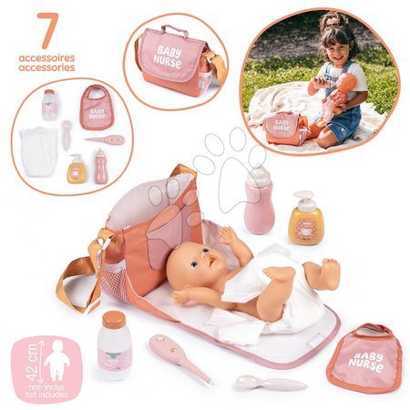 Accessori per bambole - Borsa fasciatoio con pannolino e biberon Changing Bag Soft Baby Nurse Smoby