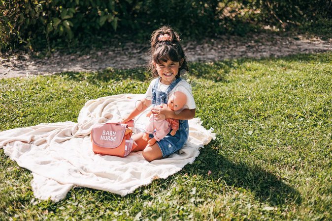 Doplnky pre bábiky - Prebaľovacia taška s plienkou a fľaškou Changing Bag Soft Baby Nurse Smoby - 11