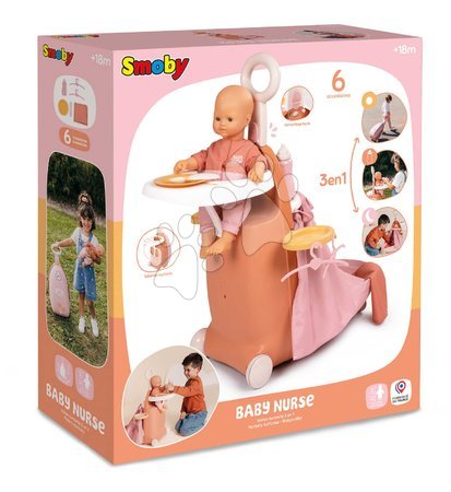 Puppenhäuser - Wickelkoffer mit Bettchen auf Rädern 3-in-1 Nursery Soft Baby Nurse Smoby - 25