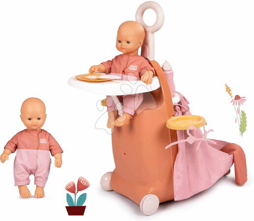 Къщички за кукли - Комплект за смяна с куфар, креватче и кукла 3в1 Nursery Soft Baby Nurse Smoby