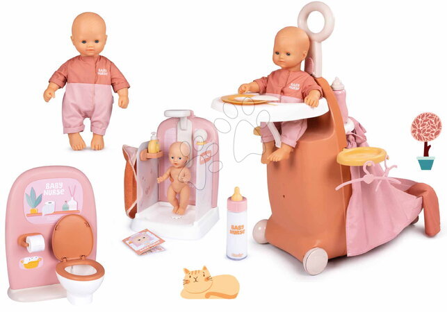 Baby Nurse | Strana 3 - Set prebaľovací kufrík s postieľkou a bábikou v kúpelni 3v1 Nursery Soft Baby Nurse Smoby