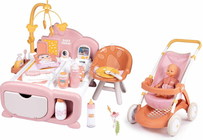 Babacenter | Oldal 3 - Szett elektronikus babacenter sport babakocsival Cocoon Nursery Soft Baby Nurse Smoby