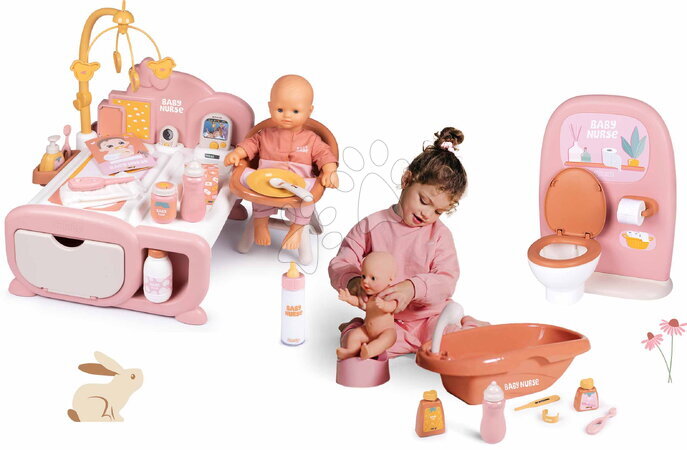 Baby Nurse | Strana 3 - Set domček s bábikou v kúpeľni elektronický Cocoon Nursery Soft Baby Nurse Smoby