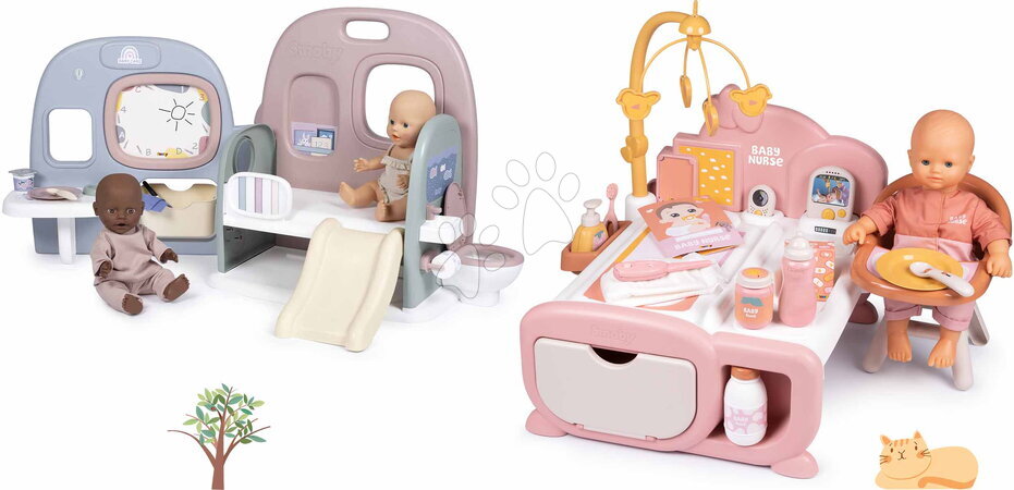 Babacenter | Oldal 2 - Szett elektronikus babacenter játékbabával az oviban Cocoon Nursery Soft Baby Nurse Smoby