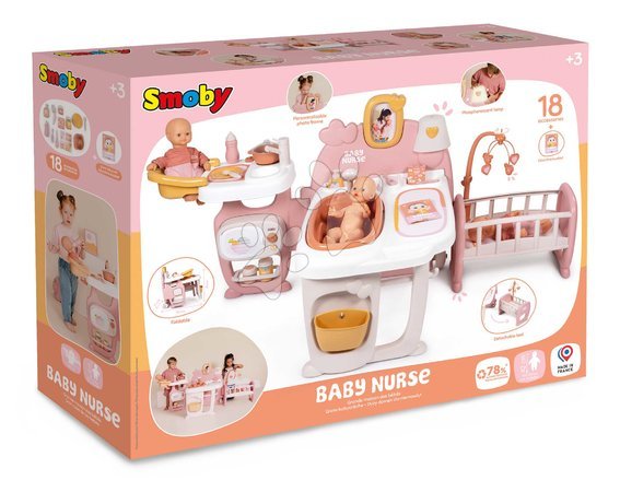 Puppenhäuser - Dreiflügeliges Puppenhaus Large Doll's Play Center Soft Baby Nurse Smoby - 30