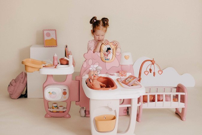 Puppenhäuser - Dreiflügeliges Puppenhaus Large Doll's Play Center Soft Baby Nurse Smoby - 18