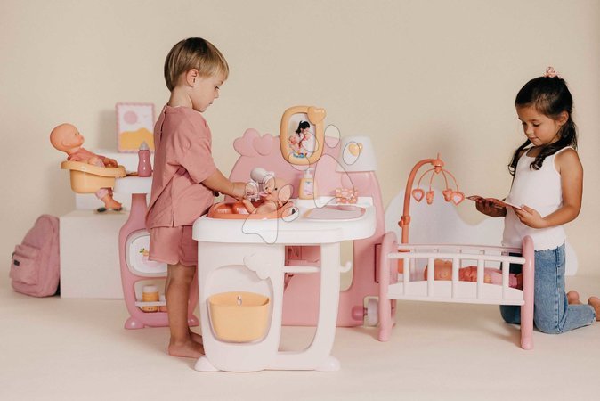 Puppenhäuser - Dreiflügeliges Puppenhaus Large Doll's Play Center Soft Baby Nurse Smoby - 19
