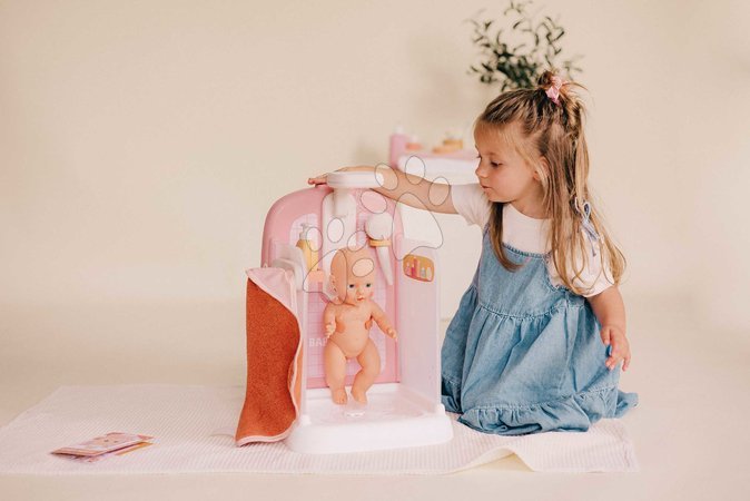 Puppenzubehör - Badezimmer mit funktionierender Dusche für Puppen Shower Soft Baby Nurse Smoby - 11