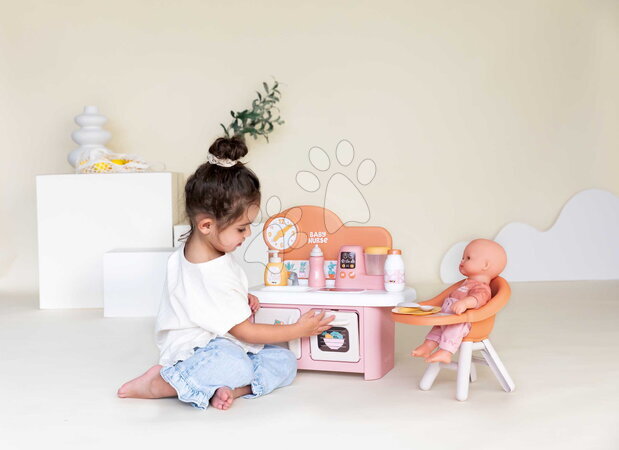 Puppenhäuser - Küchenzeile mit Essstuhl für Baby Baby Nurse Kitchen & High Chair Smoby - 3