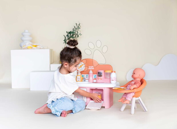 Puppenhäuser - Küchenzeile mit Essstuhl für Baby Baby Nurse Kitchen & High Chair Smoby - 4