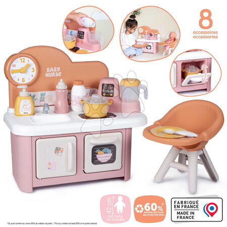 Puppenhäuser - Küchenzeile mit Essstuhl für Baby Baby Nurse Kitchen & High Chair Smoby - 2