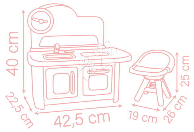 Puppenhäuser - Küchenzeile mit Essstuhl für Baby Baby Nurse Kitchen & High Chair Smoby - 13