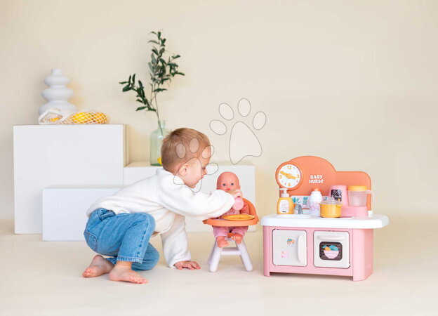 Puppenhäuser - Küchenzeile mit Essstuhl für Baby Baby Nurse Kitchen & High Chair Smoby - 7