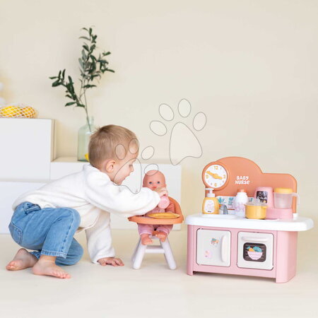 Puppenhäuser - Küchenzeile mit Essstuhl für Baby Baby Nurse Kitchen & High Chair Smoby - 8