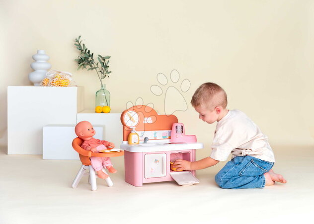 Puppenhäuser - Küchenzeile mit Essstuhl für Baby Baby Nurse Kitchen & High Chair Smoby - 9