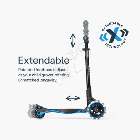 Háromkerekű rollerek - Háromkerekű roller kihúzható lábtartóval Xtend Blue Scooter smarTrike - 10