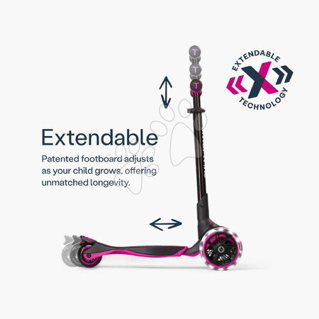 Háromkerekű rollerek - Háromkerekű roller kihúzható lábtartóval Xtend Pink Scooter smarTrike - 11