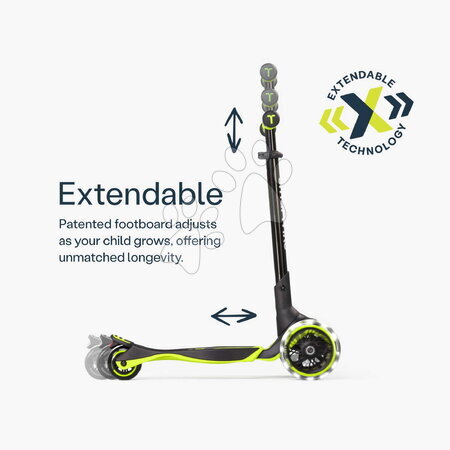 Háromkerekű rollerek - Háromkerekű roller kihúzható lábtartóval Xtend Lime Scooter smarTrike - 11