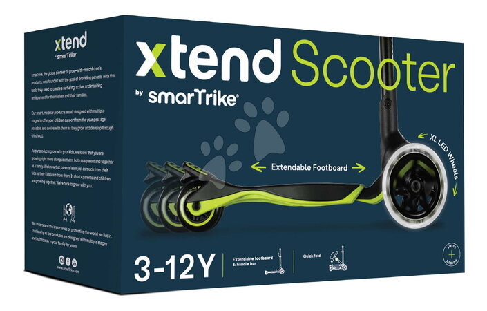 Háromkerekű rollerek - Háromkerekű roller kihúzható lábtartóval Xtend Lime Scooter smarTrike - 19