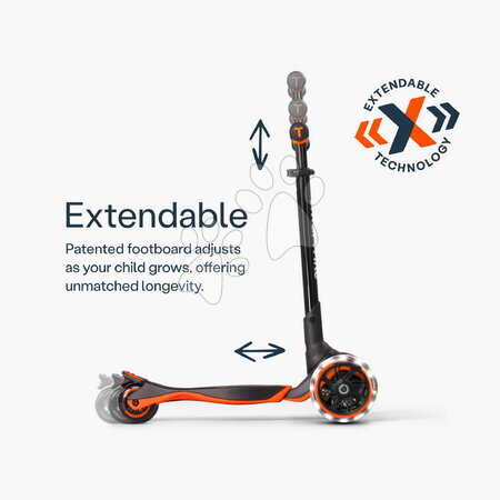 Háromkerekű rollerek - Háromkerekű roller kihúzható lábtartóval Xtend Orange Scooter smarTrike - 11