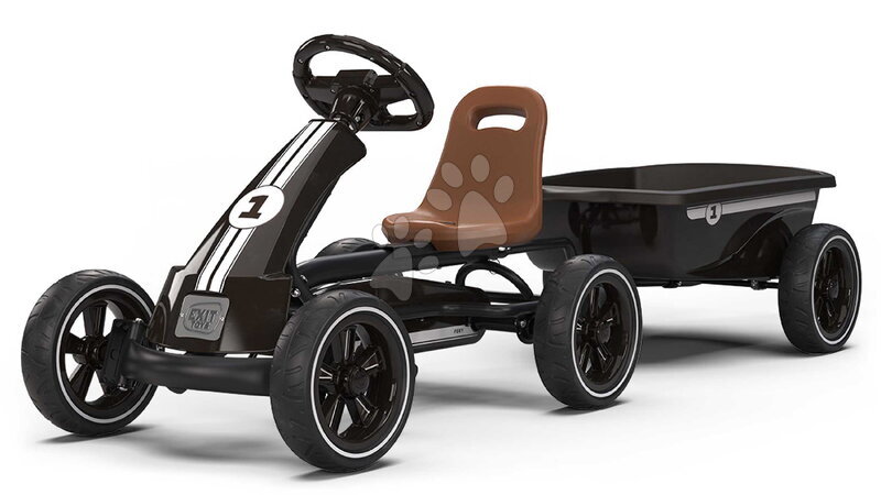 Dětská vozidla - Motokára na šlapání s přívěsem Go Kart Foxy Espresso Black Exit Toys