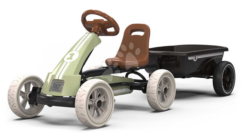 Dětská vozidla - Motokára na šlapání s přívěsem Go Kart Foxy Retro Green Exit Toys