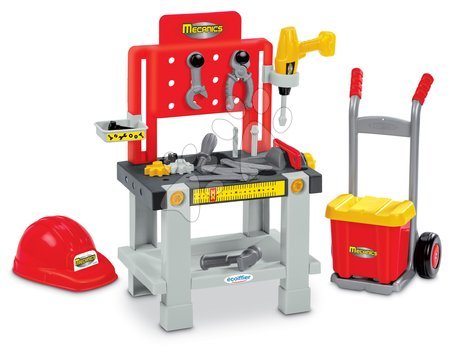 Warsztaty i narzędzia dla dzieci  - Pracovný stolík s prilbou Super Pack Mecanics Écoiffier