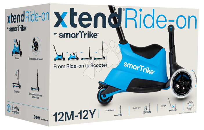 Odrážadlá od 12 mesiacov - Odrážadlo a kolobežka 2v1 trojkolesová s LED kolesami Xtend Scooter Ride-on Blue smarTrike - 18