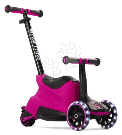 Odrážadlá od 12 mesiacov - Odrážadlo a kolobežka 2v1 trojkolesová s LED kolesami Xtend Scooter Ride-on Pink smarTrike - 3