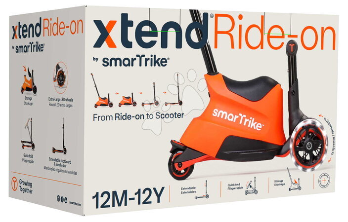 Odrážadlá od 12 mesiacov - Odrážadlo a kolobežka 2v1 trojkolesová s LED kolesami Xtend Scooter Ride-on Orange smarTrike - 18