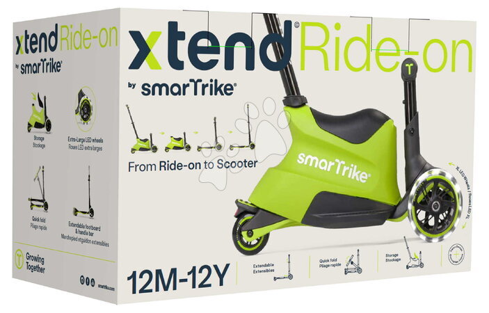 Odrážadlá od 12 mesiacov - Odrážadlo a kolobežka 2v1 trojkolesová s LED kolesami Xtend Scooter Ride-on Lime smarTrike - 17