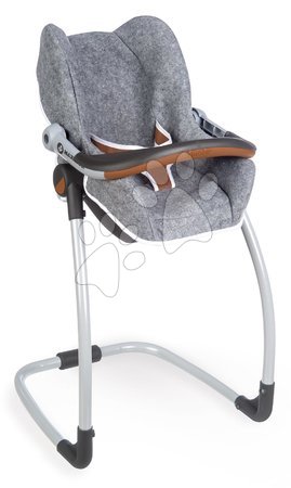 Stoličky pre bábiky - Jedálenská stolička s autosedačkou a hojdačkou DeLuxe Pastel Maxi Cosi&Quinny Grey Smoby trojkombinácia s bezpečnostným pásom_1