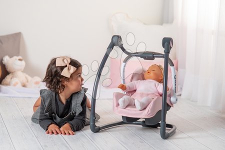 Vozički za punčke in dojenčke - Komplet stolček za hranjenje z avtosedežem in počivalnikom Powder Pink Maxi Cosi&Quinny Smoby in globoki voziček Baby Nurse z nosilko_1