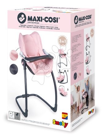 Smoby Seggiolone per Bambole Maxi-Cosi 3 in 1, Colore: Rosa, 240235