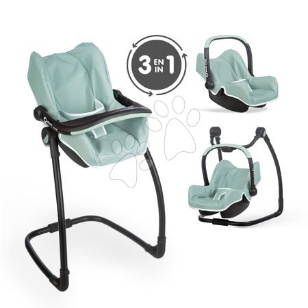 Židličky pro panenky - Jídelní židle s autosedačkou a houpačkou Maxi Cosi Seat+High Chair Sage Smoby
