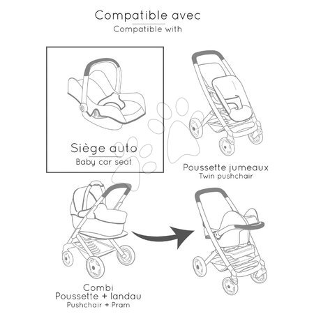 Puppenhochstühle - Hochstuhl mit Schaukel und Autositz Highchair Pink Maxi-Cosi & Quinny Smoby - 2