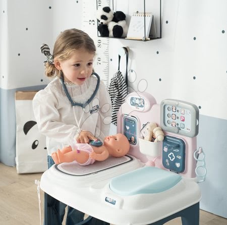 Kuchynky pre deti sety - Set reštaurácia s elektronickou kuchynkou Chef Corner Restaurant Smoby a zdravotnícky pult s bábikou so zvukom a svetlom_1