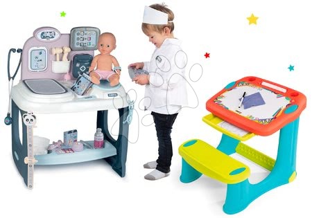 Lekárske vozíky sety - Set zdravotnícky pult pre lekára Baby Care Center Smoby