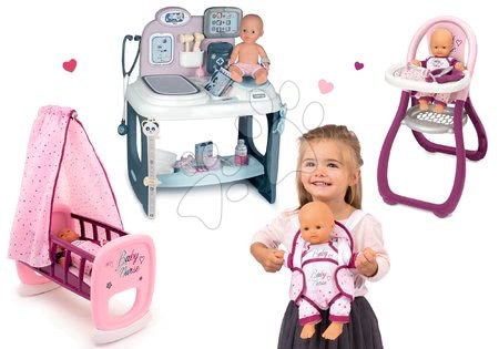 Orvosi kocsi szettek - Szett orvosi vizsgáló pult Baby Care Center Smoby