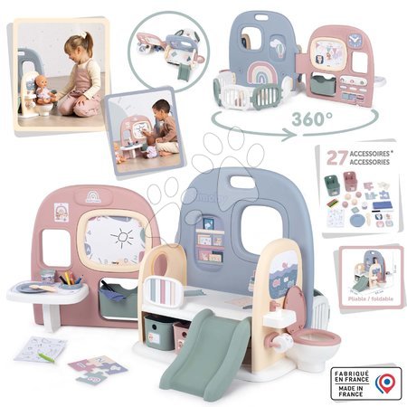 Detské kuchynky - Set kuchynka moderná Loft Industrial a domček pre bábiku Baby Care Smoby_1