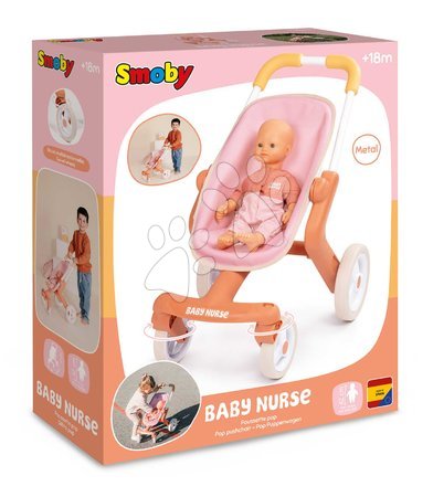 Puppenwagen ab 18 Monaten - Sportlicher Puppenbuggy mit schwenkbaren Rädern Pop Pushchair Soft Baby Nurse Smoby - 14