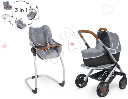 Set kočárek hluboký a sportovní DeLuxe Pastel Maxi Cosi&Quinny Grey 3v1 Smoby