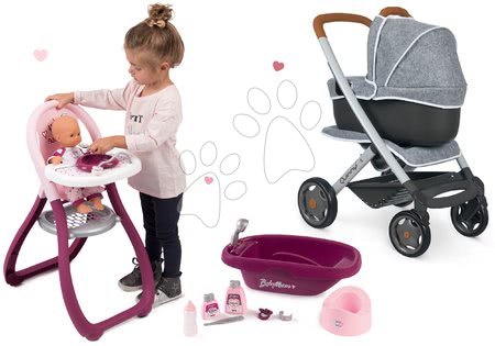 Smoby - Set kočárek hluboký a sportovní DeLuxe Pastel Maxi Cosi&Quinny Grey 3v1 Smoby