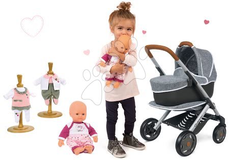 Játék babakocsi szettek - Szett mély és sport babakocsi DeLuxe Pastel Maxi Cosi&Quinny Grey 3in1 Smoby